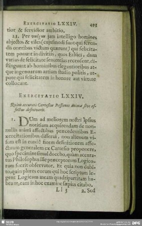 Exercitatio LXXIV. Quam accurate Cartesius Passiones animae sive affectus definiverit
