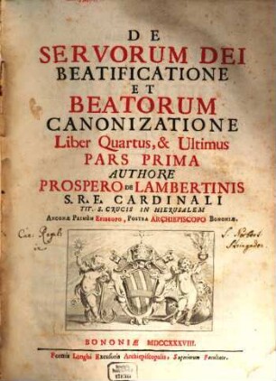 De Servorum Dei Beatificatione Et Beatorum Canonizatione. 4,1, In qua agitur de Miraculis