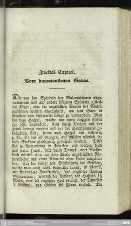 Zweites Capitel. Vom baumwollenen Garne