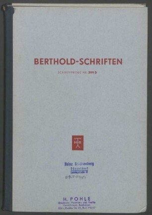Berthold-Schriften, Schriftprobe Nr. 399 D