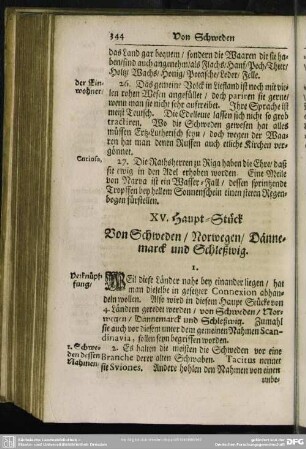 XV. Haupt-Stück Von Schweden, Norwegen, Dännemarck und Schleßwig