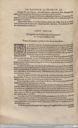 CAPUT TERTIA: De significatis dominorum domorum in duodecim domibus coeli.
