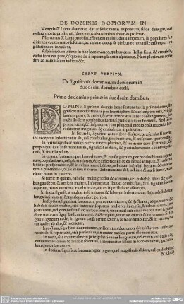CAPUT TERTIA: De significatis dominorum domorum in duodecim domibus coeli.