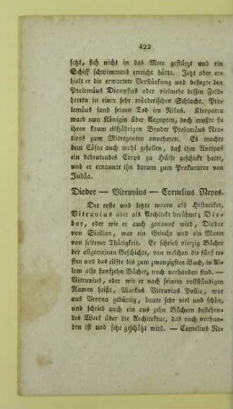 Diodor - Vitruvius - Cornelius Nepos