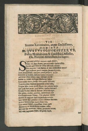Lateinisches Trauergedicht.