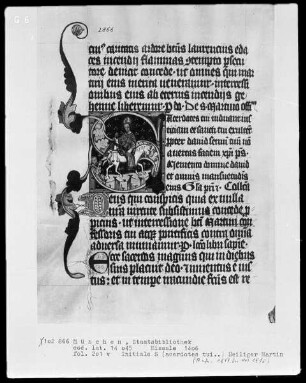 Missale des Petrus Crüger — Initiale S (acerdotes tui) mit dem heiligen Martin, Folio 201verso