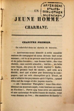 Un jeune homme charmant, 1. (1844). - 126 S., 1 Bl.
