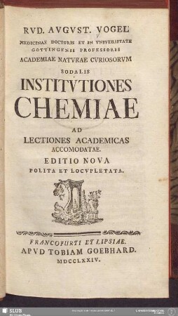 Institutiones Chemiae : Ad Lectiones Academicas Accomodatae