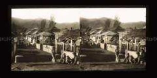 Straße und Wohnhäuser im Dorf Tosari, Java