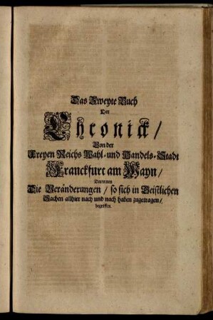 Das Zweyte Buch der Chronick [...]
