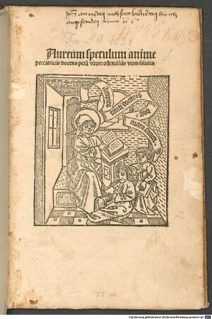 Aureum speculum anime peccatricis : docens p[ec]c[a]ta vitare ostende[n]do viam salutis
