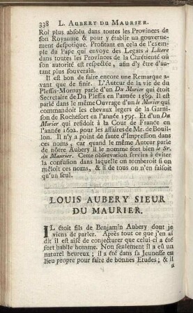 Louis Aubery Sieur Du Maurier.