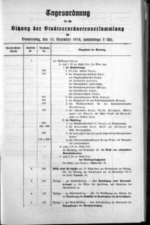 Tagesordnung, 1918/12/19