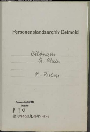 Belegakten zum Heiratsregister der katholischen Gemeinde Ottbergen, Kreis Höxter (1808-1813)