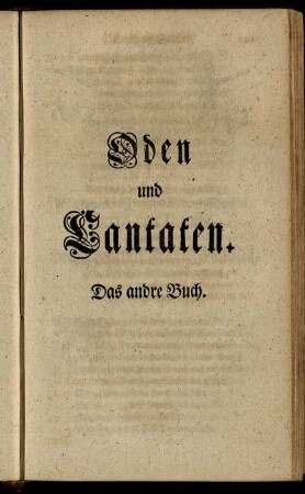 Oden und Cantaten. Das andre Buch