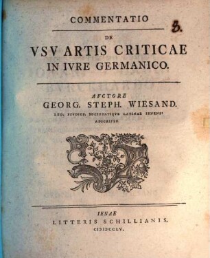 Commentatio de usu artis criticae in iure Germanico