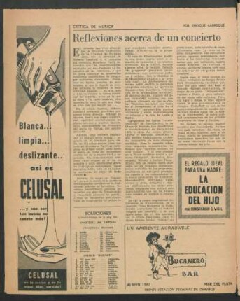 Reflexiones acerca de un concierto : Crítica de música
