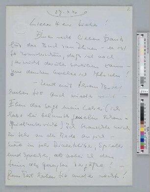 Brief an Hugo Sieker
