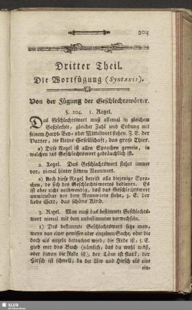 Dritter Theil. Die Wortfügung (Syntaxis)