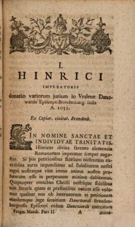 Fragmenta Marchica oder Sammlung ungedruckter Urkunden und Nachrichten : zum Nutzen der Brandenburgischen Historie. 2