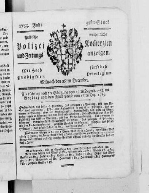 52tes Stück., Ausgabe vom 28. Dezember 1785