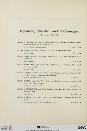 Aquarelle, Ölstudien und Zeichnungen (Nr. 289-312)