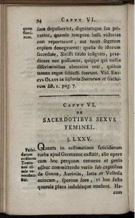 Caput VI. De Sacerdotibus Sexus Feminei.