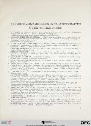 I. Diverse verzamelingen en nalatenschappen oude schilderijen (Nr. 1-117)
