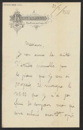 Brief an B. Schott's Söhne : 23.02.1888