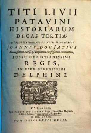 Titi Livii Patavini Historiarum Libri Qui Extant, [2]. Decas Tertia