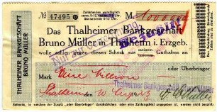 Scheck über Eine Million Mark