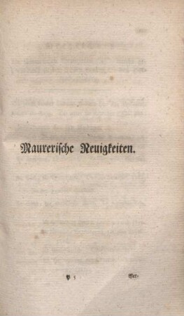 Maurerische Neuigkeiten