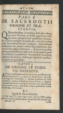 §. I. Quid sit Sacerdotium.