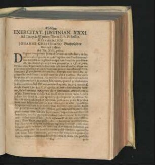 Exercitat. Iustinian. XXXI. Respondente Iohanne Christiano Buchwälder ...