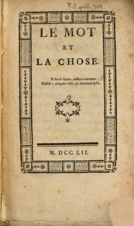 Le Mot et la Chose