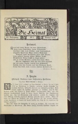 No. 1 Januar 1912.