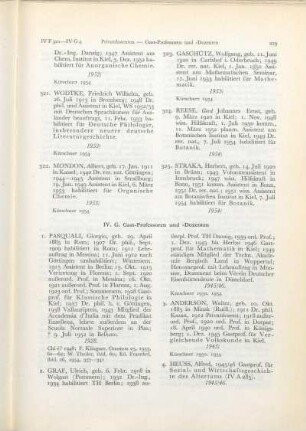 IV. G. Gast-Professoren und -Dozenten