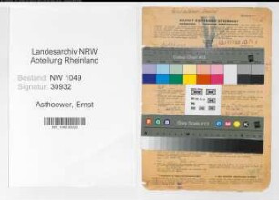 Entnazifizierung Ernst Asthoewer , geb. 26.11.1892 (Dentist)