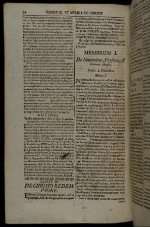 Membrum I. De Nominibus, Persona, & Naturis Christi.