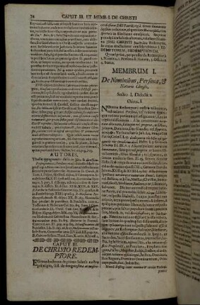 Membrum I. De Nominibus, Persona, & Naturis Christi.