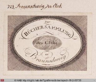Exlibris der Büchersammlung des Clubs in Braunschweig