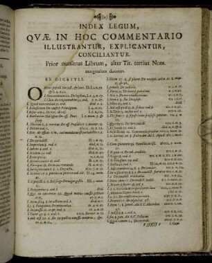 Index Legum, Quæ In Hoc Commentario Illustrantur, Explicantur, Conciliantur.