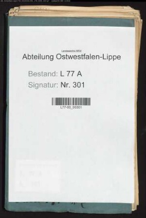 Einsendung der Wrugeregister des Amtes Oerlinghausen