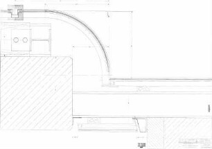 Stuttgart-Zuffenhausen: Detailpunkt Verkleidung Treppenhaus mit Anschluß Bahnsteigverkleidung Bahnsteig