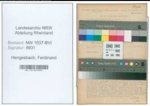 Entnazifizierung Ferdinand Hengesbach , geb. 29.07.1914 (Angestellter)