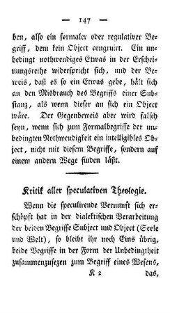 Kritik aller speculativen Theologie.