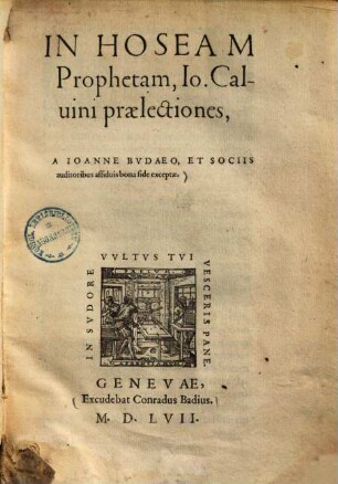 In Hoseam Prophetam, Io. Caluini praelectiones