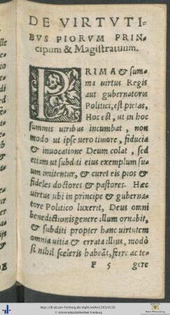 De Virtutibus Principum et Magistratuum