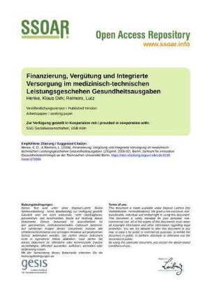 Finanzierung, Vergütung und Integrierte Versorgung im medizinisch-technischen Leistungsgeschehen Gesundheitsausgaben