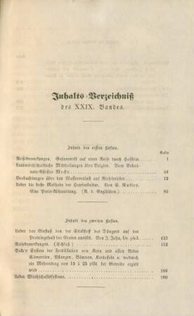 Inhalts-Verzeichniß des XXIX. Bandes.